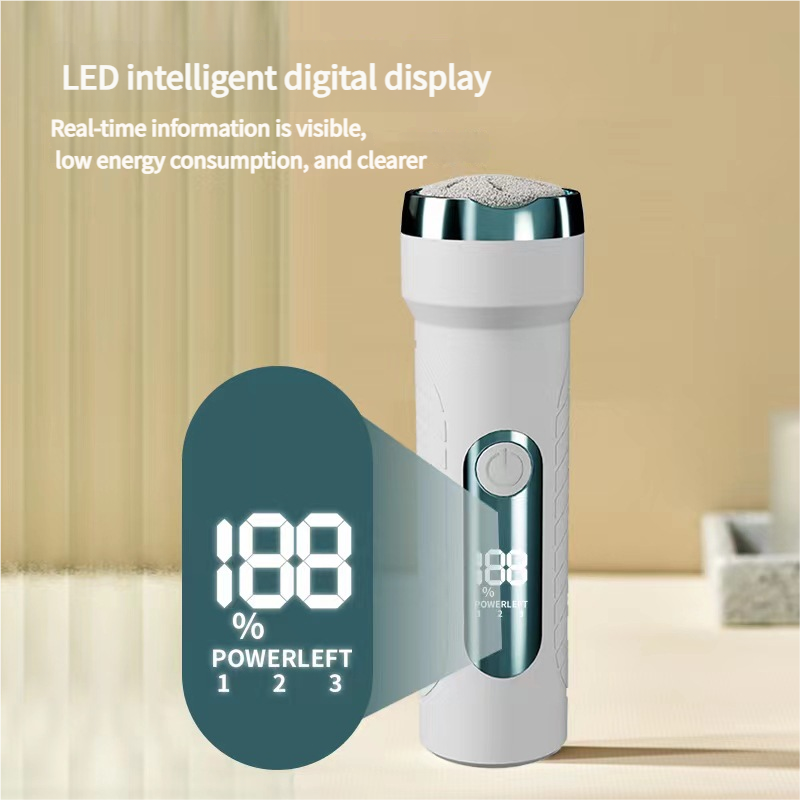 White Waterproof Electric Foot File with LED Display - Rechargeable Callus Remover - Image 4