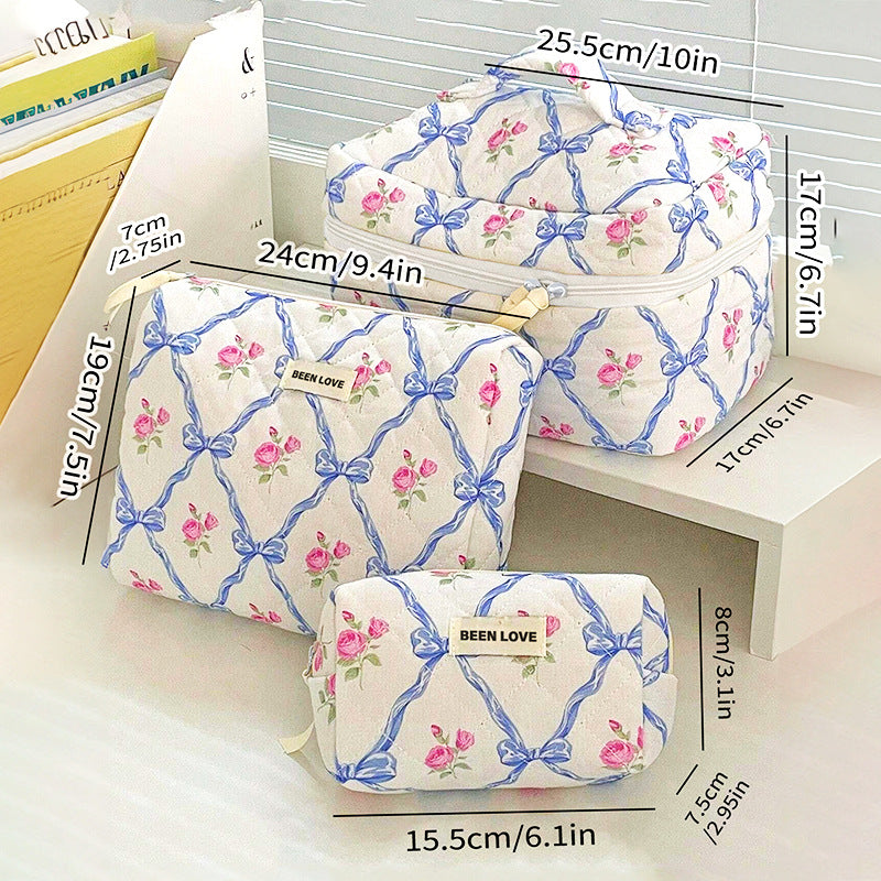 Pink Elegant 3-Piece Cosmetic Storage Set - Portable Skincare and Travel Pouch - Image 4