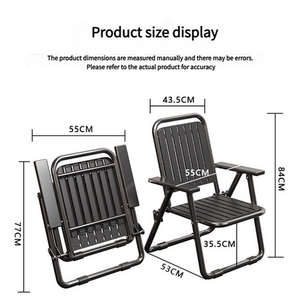 Black Portable Folding Chair - Outdoor Beach and Camping Recliner - Image 2