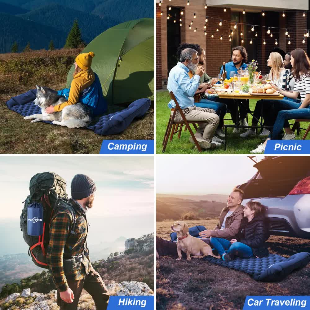 Grey Portable Outdoor Inflatable Mat - Foot-Operated Camping Sleeping Pad - Image 4