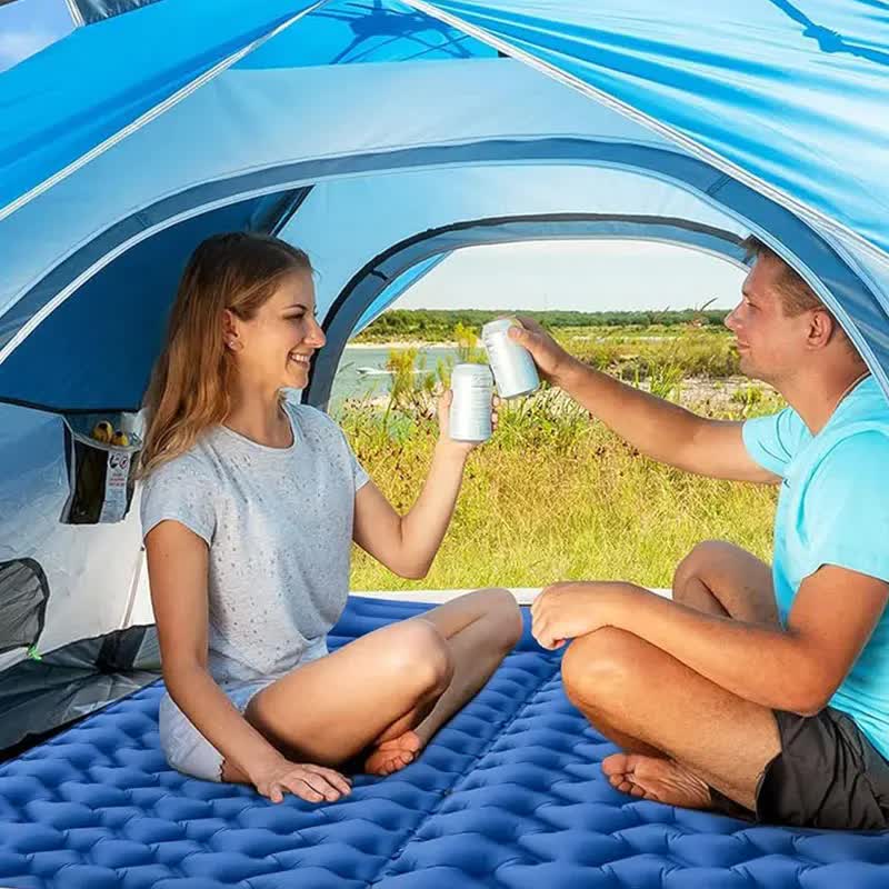 Grey Portable Outdoor Inflatable Mat - Foot-Operated Camping Sleeping Pad - Image 6