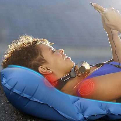 Grey Portable Outdoor Inflatable Mat - Foot-Operated Camping Sleeping Pad - Image 7