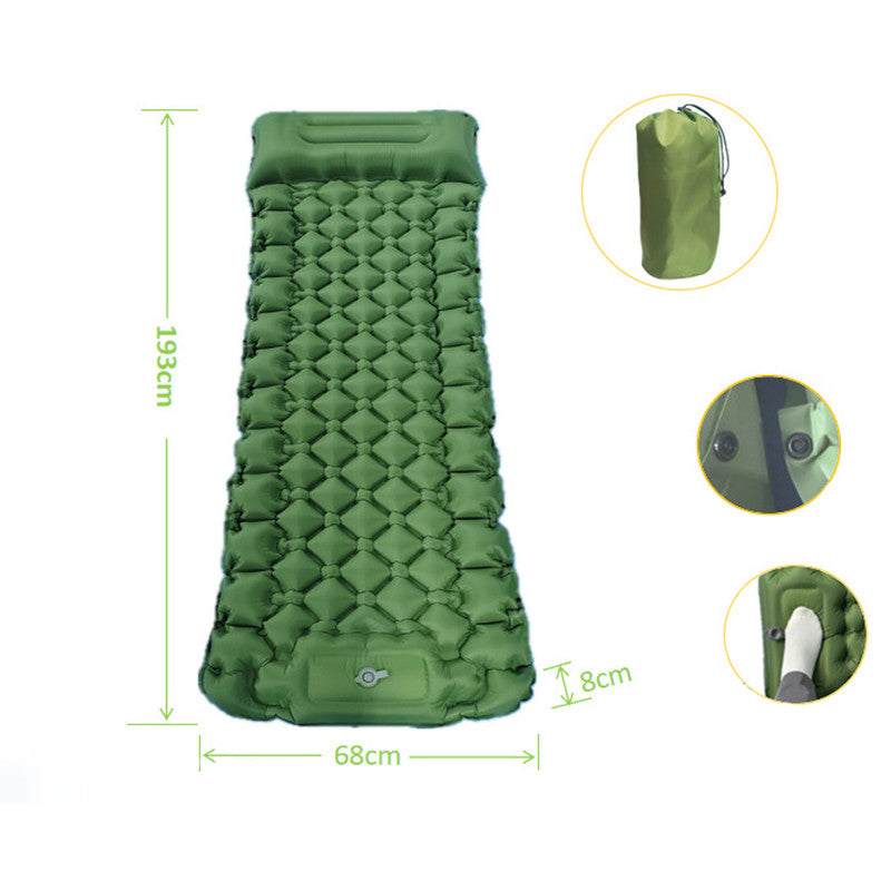 Blue Portable Outdoor Inflatable Mat - Foot-Operated Camping Sleeping Pad - Image 8