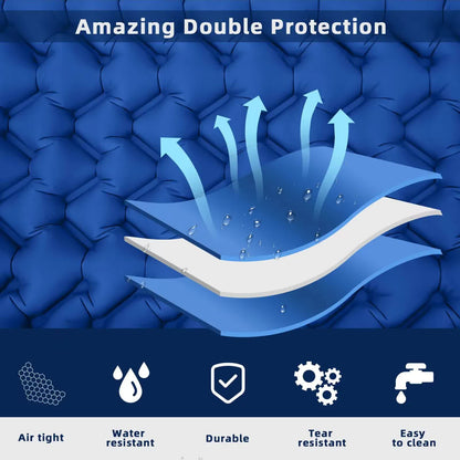 Peacock blue Portable Outdoor Inflatable Mat - Foot-Operated Camping Sleeping Pad - Image 3