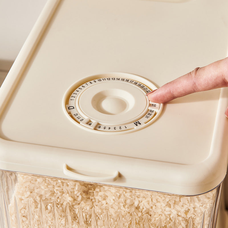 Regular Gray Smart Kitchen Rice Dispenser - Automatic Press-Style Rice Storage Bin - Image 4