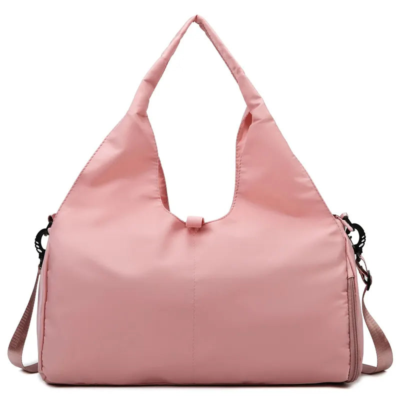 Pink Stylish Women's Travel Bag - Large-Capacity Fitness & Yoga Bag with Separate Shoe Compartment
