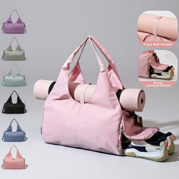 Pink Stylish Women's Travel Bag - Large-Capacity Fitness & Yoga Bag with Separate Shoe Compartment - Image 3