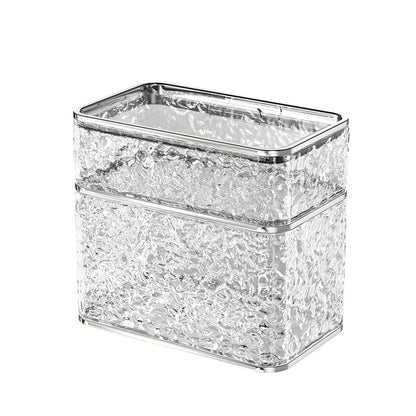 2PCS Stylish Double-Layer Transparent Wave-Textured Tissue Box Holder - Stylish Bathroom Storage - Image 4