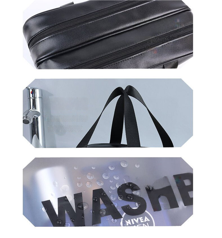 2PCS Dual-Layer Transparent PU Cosmetic Pouch - Wet and Dry Separation, Large size(31*15*20cm)- Pink - Image 4
