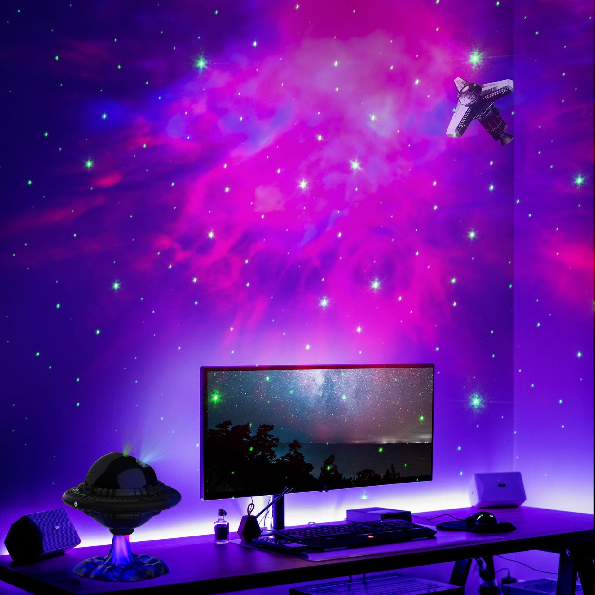 Flying Saucer Starry Sky Projection Lamp - Ambient Mood Light - Image 2