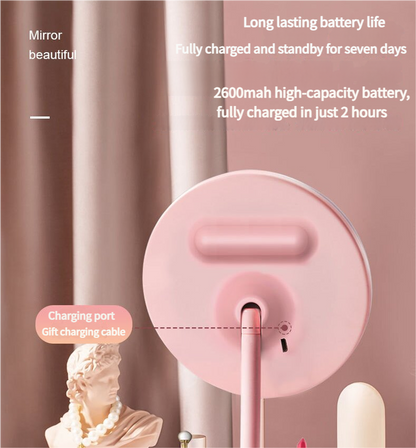 3PCS LED Makeup Mirror with Lights - Portable Tabletop Vanity Mirror, INS Style, Pink - Image 2