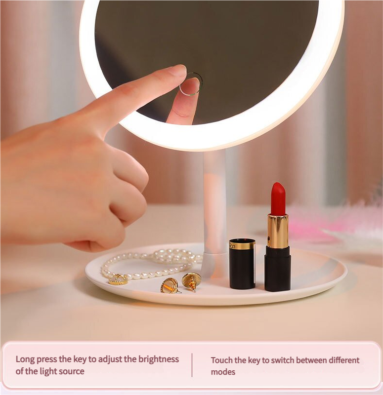 3PCS LED Makeup Mirror with Lights - Portable Tabletop Vanity Mirror, INS Style, Pink - Image 3