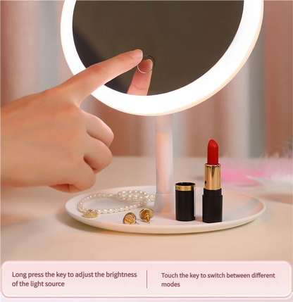 3PCS LED Makeup Mirror with Lights - Portable Tabletop Vanity Mirror, INS Style, Pink - Image 3