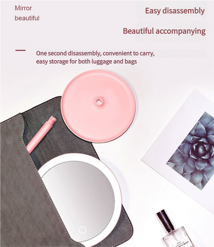 3PCS LED Makeup Mirror with Lights - Portable Tabletop Vanity Mirror, INS Style, Pink - Image 4