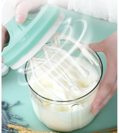 Manual Rotary Egg Beater & Cream Whisk 1200ml - Hand Crank Kitchen Mixer for Baking - Durable ABS Material Green - Image 3