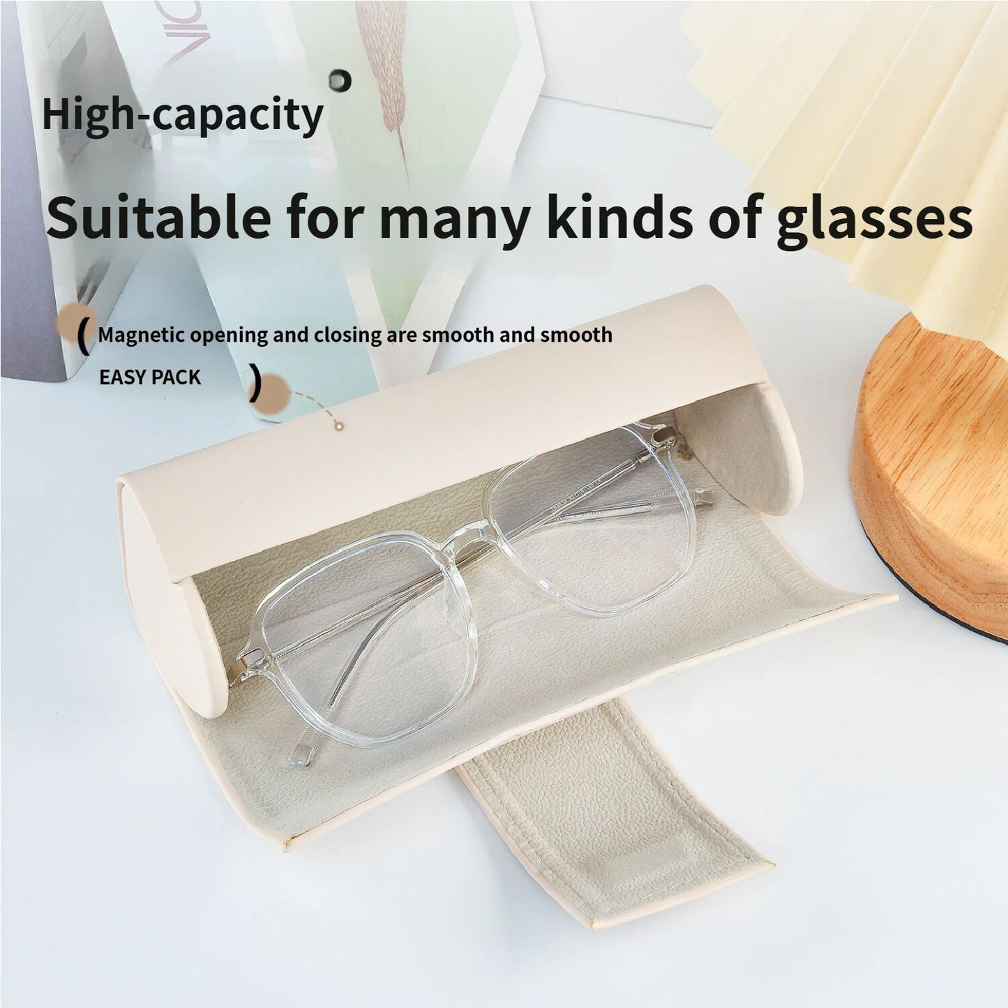 3 PCS Cute Bear PU Leather Glasses Case Large Capacity - Portable Protective Sunglasses Holder for Big Frames - Green Eyewear Storage Box - Image 6