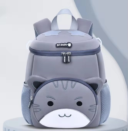 Grey Cat Cute Animal  Kids Backpack - Lightweight Toddler School Bag - Soft 3D Cartoon Daypack for Kindergarten & Childcare- Boys Girls Ages 3-6