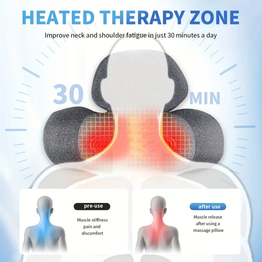 USB-Powered Memory Foam Neck Pillow, Electric Cervical Neck Massage Pillow with 15-Minute Timer - Ergonomic Contoured Sleep Aid Cushion  - Image 2