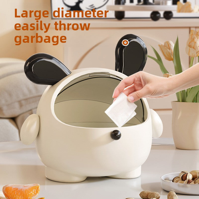 2PCS Yellow-Eared Cute Puppy Desktop Bin with Lid - Mini Trash Can & Storage Organiser - Kawaii Office Decor for Vanity & Home Office  - Image 4