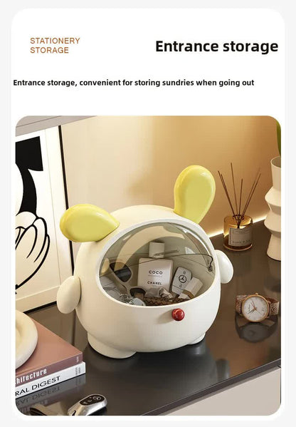 2PCS Pink + Rose red -Cute Puppy Desktop Bin with Lid - Mini Trash Can & Storage Organiser - Kawaii Office Decor for Vanity & Home Office  - Image 5