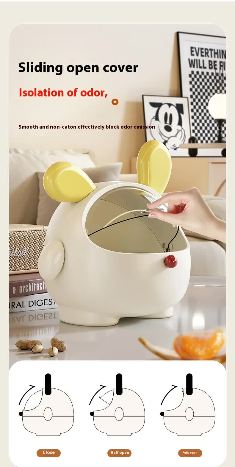 2PCS Yellow-Eared with polka dot Cute Puppy Desktop Bin with Lid - Mini Trash Can & Storage Organiser - Kawaii Office Decor for Vanity & Home Office  - Image 2