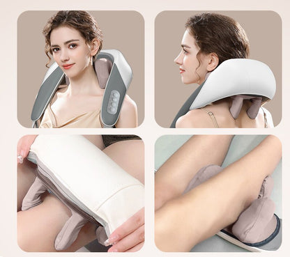 Grey Portable Shiatsu Neck and Shoulder Massager with Heat | Rechargeable 2000mAh Battery - Image 2