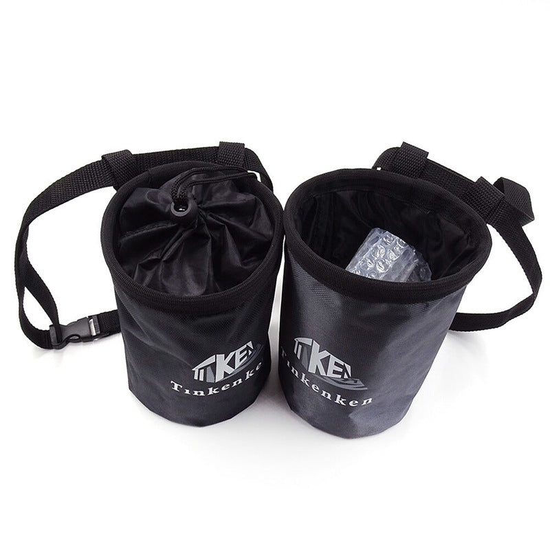 2PCS Black Professional Rock Climbing Gear Bag - 840D Heavy Duty Oxford Cloth Waist Pouch for Mountaineering, Bouldering, and Outdoor Equipment Storage - Image 4