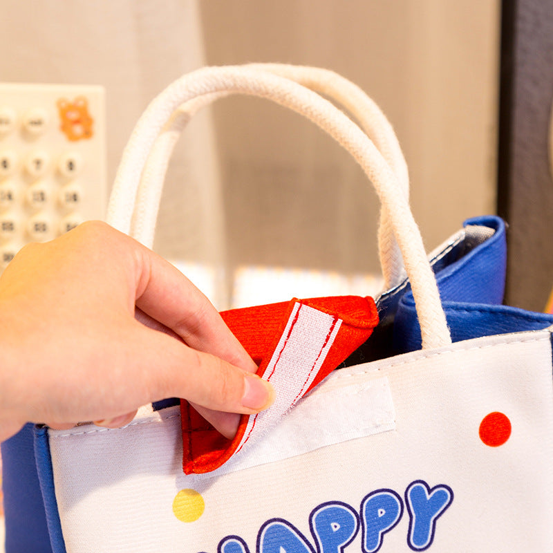 3 PCS Cute Cartoon Large Capacity Lunch Bag - Portable Soft  Handbag for School and Office - Reusable Picnic Food Storage Pouch with Comfortable Rope Handles - Image 3