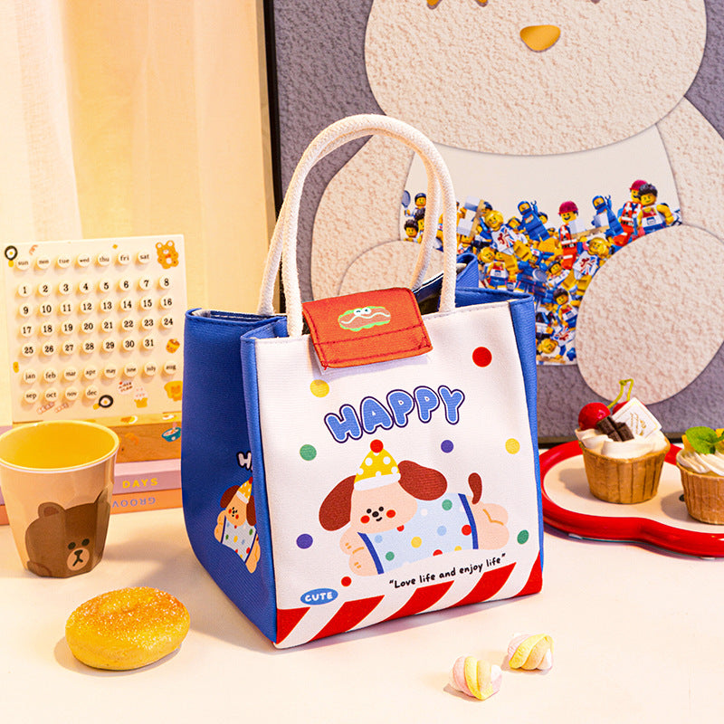 3 PCS Cute Cartoon Large Capacity Lunch Bag - Portable Soft  Handbag for School and Office - Reusable Picnic Food Storage Pouch with Comfortable Rope Handles - Image 4