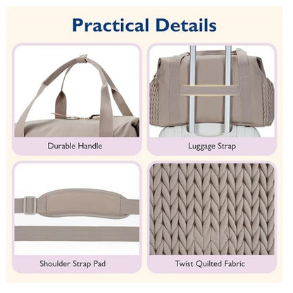 Black Large Quilted Diaper Bag Tote - Multi-functional Travel Baby Bag with Changing Pad and Pacifier Pouch - Stylish Hospital Bag for Labor and Delivery - Image 4