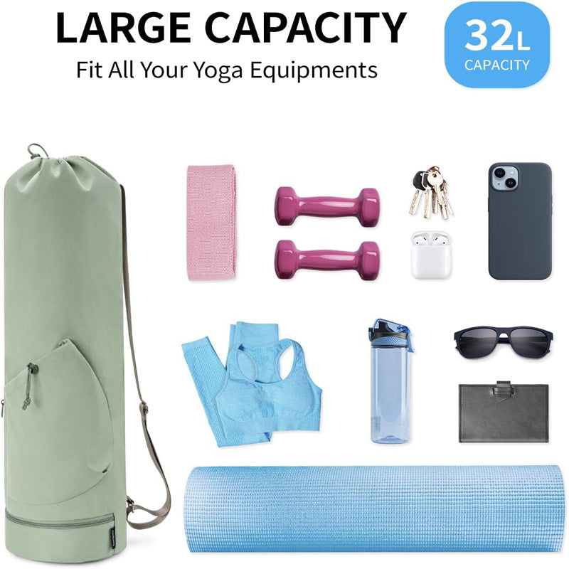 Black Professional Yoga Mat Carrying Bag - 31 Inch Large Capacity Fitness Storage Pouch with Adjustable Shoulder Strap and Accessory Pocket - Fits Mats up to 10mm Thickness - Image 6