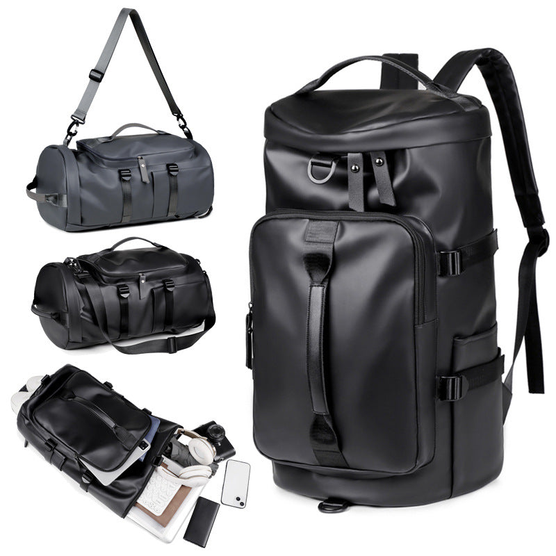 Black Large Capacity Men's Travel Backpack with Shoe Compartment - Water-Resistant Coated Fabric Business Weekender Bag - Casual Duffel Backpack with Dry-Wet Separation for Gym, Hiking, and 14-Inch Laptop - Image 3