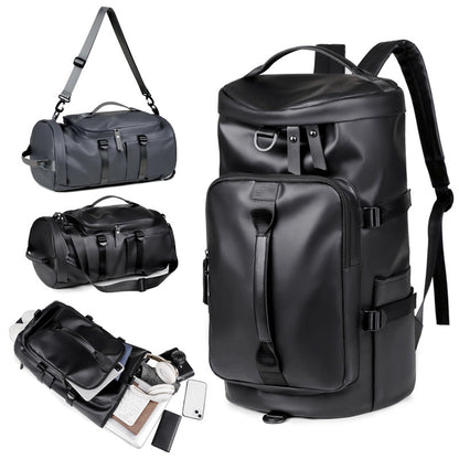 Black Large Capacity Men's Travel Backpack with Shoe Compartment - Water-Resistant Coated Fabric Business Weekender Bag - Casual Duffel Backpack with Dry-Wet Separation for Gym, Hiking, and 14-Inch Laptop - Image 3