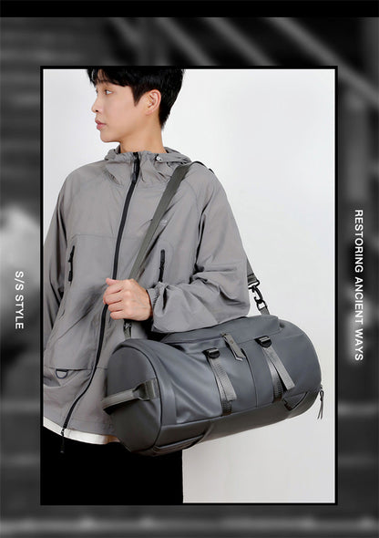 Black Large Capacity Men's Travel Backpack with Shoe Compartment - Water-Resistant Coated Fabric Business Weekender Bag - Casual Duffel Backpack with Dry-Wet Separation for Gym, Hiking, and 14-Inch Laptop - Image 6