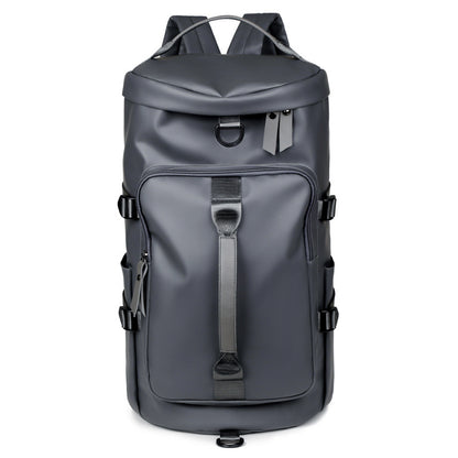 Grey Large Capacity Men's Travel Backpack with Shoe Compartment - Water-Resistant Coated Fabric Business Weekender Bag - Casual Duffel Backpack with Dry-Wet Separation for Gym, Hiking, and 14-Inch Laptop