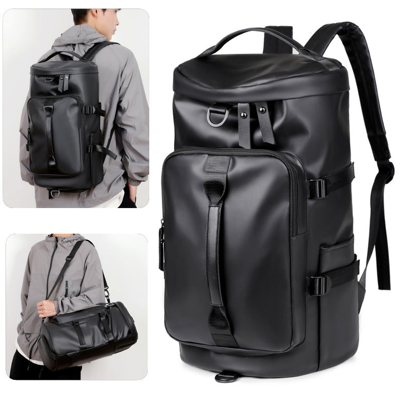 Grey Large Capacity Men's Travel Backpack with Shoe Compartment - Water-Resistant Coated Fabric Business Weekender Bag - Casual Duffel Backpack with Dry-Wet Separation for Gym, Hiking, and 14-Inch Laptop - Image 2