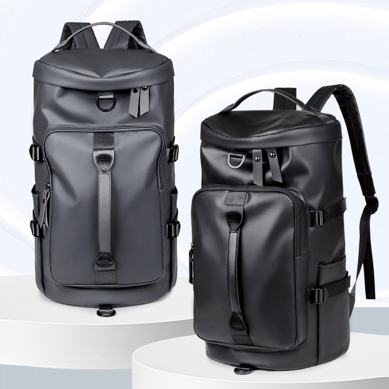 Grey Large Capacity Men's Travel Backpack with Shoe Compartment - Water-Resistant Coated Fabric Business Weekender Bag - Casual Duffel Backpack with Dry-Wet Separation for Gym, Hiking, and 14-Inch Laptop - Image 5