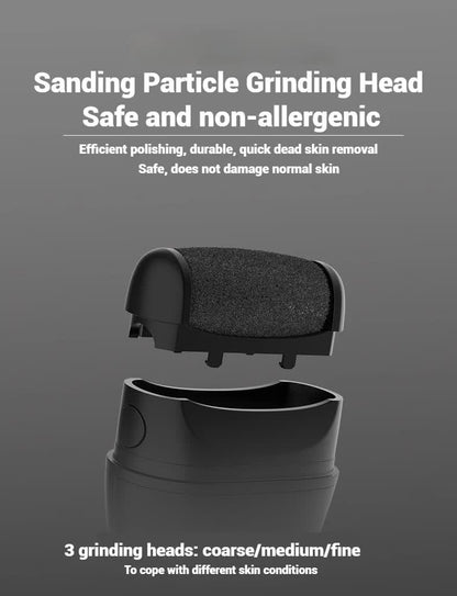 Black Professional Electric Foot Callus Remover - Rechargeable Pedicure Tool with 3 Adjustable Speeds, Smart LED Display, and 3 Replaceable Grinding Heads for Smooth Feet - Image 7