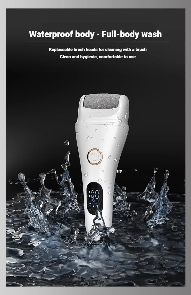 White Professional Electric Foot Callus Remover - Rechargeable Pedicure Tool with 3 Adjustable Speeds, Smart LED Display, and 3 Replaceable Grinding Heads for Smooth Feet - Image 5
