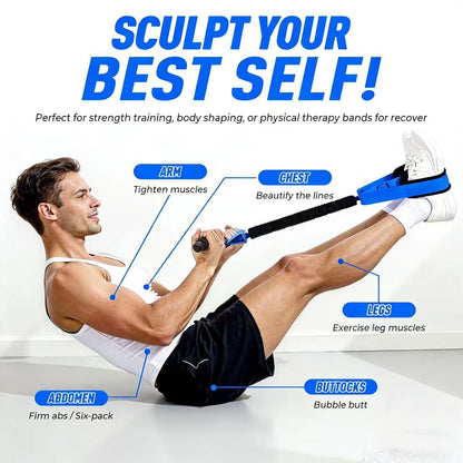 Purple Multifunctional Pedal Resistance Band - Home Fitness Sit-up Assistant with Foot Pedals and Elastic Pull Rope - Full Body Workout Equipment for Abs, Arms, Legs and Glutes - Image 2