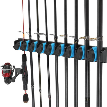 2 Sets Vertical Wall Mounted Fishing Rod Rack - 9-Slot Fishing Pole Holder for Garage, Professional Space-Saving Fishing Gear Storage Organizer with Soft Grip Pads - Image 2