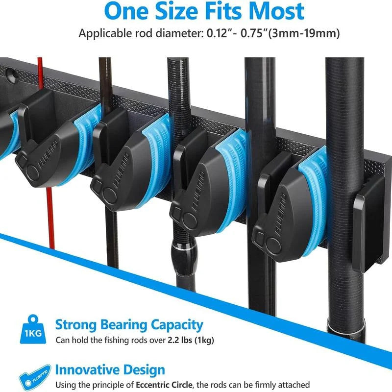 2 Sets Vertical Wall Mounted Fishing Rod Rack - 9-Slot Fishing Pole Holder for Garage, Professional Space-Saving Fishing Gear Storage Organizer with Soft Grip Pads - Image 3