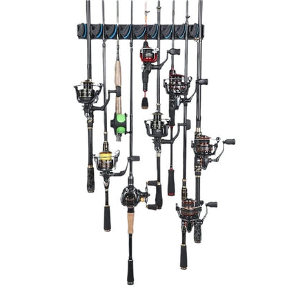 2 Sets Vertical Wall Mounted Fishing Rod Rack - 9-Slot Fishing Pole Holder for Garage, Professional Space-Saving Fishing Gear Storage Organizer with Soft Grip Pads - Image 5