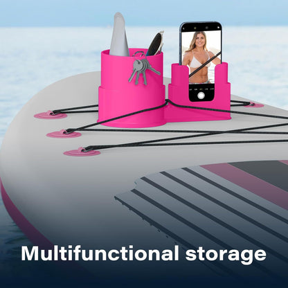 4 PCS Professional Paddle Board Cup Holder and Phone Mount - Universal SUP Kayak Beverage Station with Anti-Spill Design - Multi-Functional Water Sports Accessory for Bungee Deck Rigging - Image 5