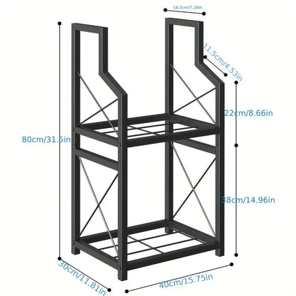 Heavy Duty 2-Tier Firewood Rack - Vertical Log Holder for Indoor Fireplace and Outdoor Fire Pit - Modern Metal Wood Storage Organizer for Camping, Patio, and Living Room - Image 5