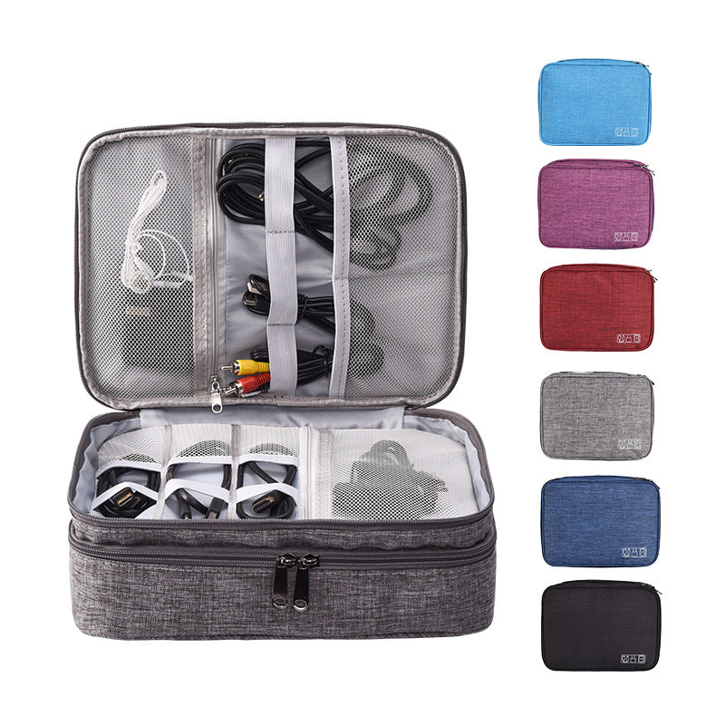 Grey Durable Three-Layer Earphone & Digital Organizer - Waterproof Cosmetic & Cable Storage Pouch(Photography props not included, only the bag) - Image 2