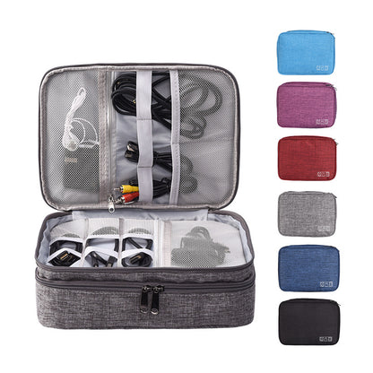 Grey Durable Three-Layer Earphone & Digital Organizer - Waterproof Cosmetic & Cable Storage Pouch(Photography props not included, only the bag) - Image 2