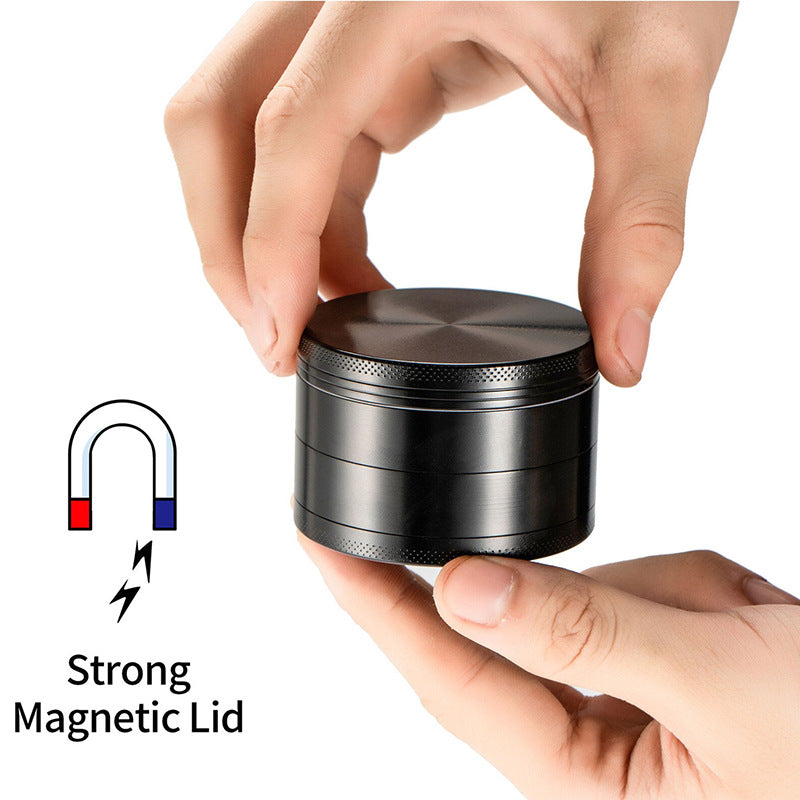Grey Premium 4-Layer Zinc Alloy Herb Grinder - Magnetic Lid & Fine Grinding, 63mm, 162g - Image 5