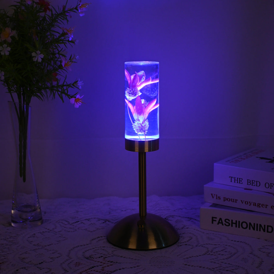 lily Eternal Flower Acrylic Table Lamp - Color-Changing LED, USB Rechargeable, Touch Control - Image 2