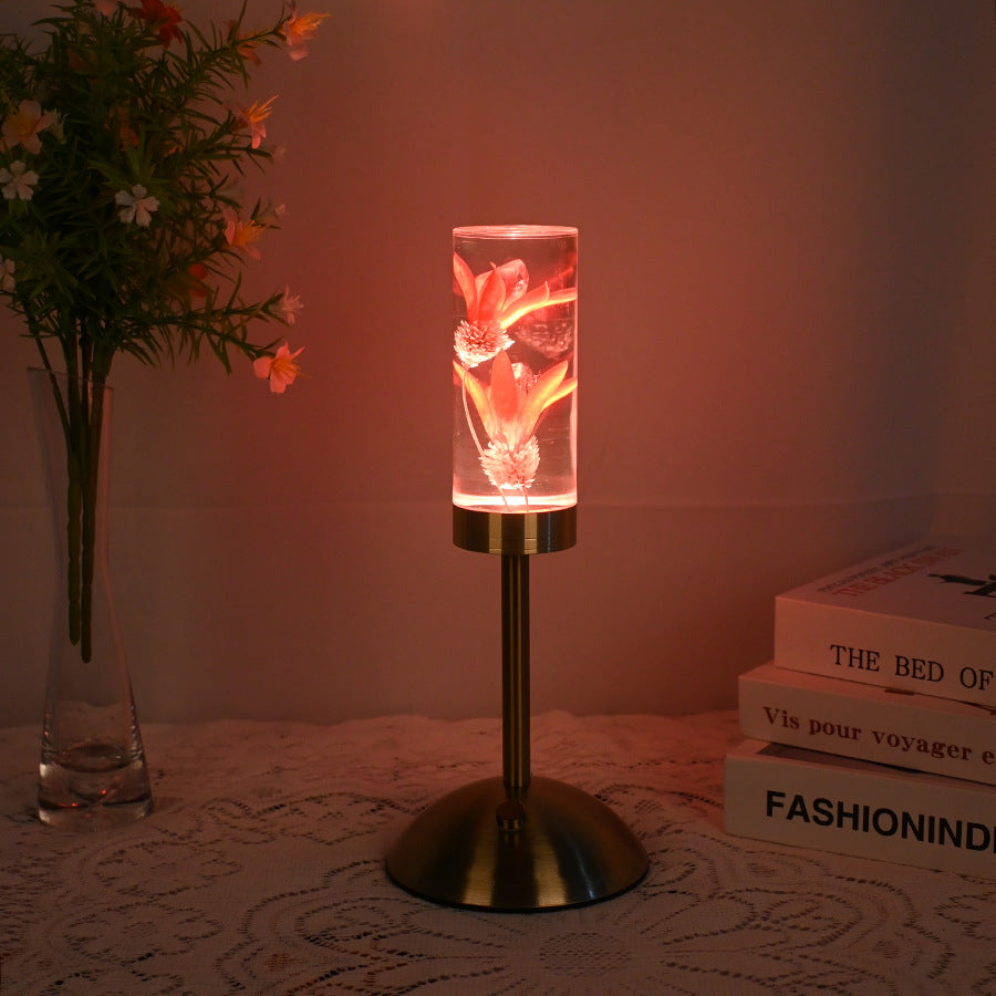 lily Eternal Flower Acrylic Table Lamp - Color-Changing LED, USB Rechargeable, Touch Control - Image 3